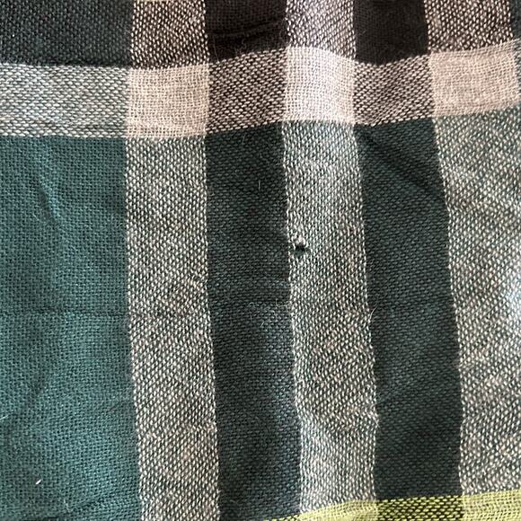 Burberry Plaid Checkered Scarf Green Black Merino Wool Wrap Unisex OS Winter - Picture 8 of 9